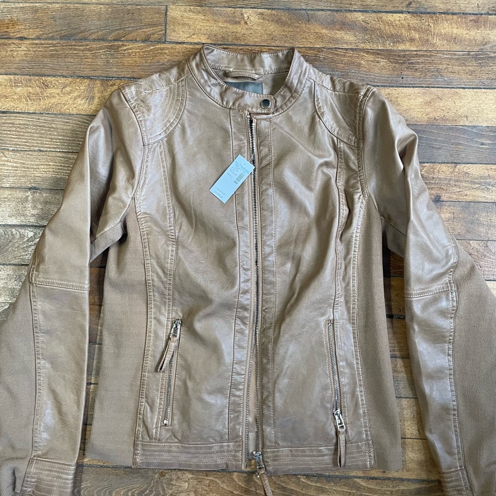 NEW Maurices Faux Leather Jacket Small Light Brown